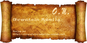 Ohrenstein Mabella névjegykártya